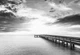 Флизелиновые фотообои Море Природа Пейзаж Мост 254x184 см 3D Черно-белое небо над пирсом (12641V4)+клей - изображение 2