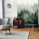 Флизелиновые фотообои зеленый лес в интерьере 3D Пейзаже 184 x 254 см Природа - туман (13026V4A)+клей - изображение 1