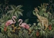 Фотообои флизелиновые 254 x 184 см Нарисованные жираф и два фламинго в тропиках (13931V4)+клей - изображение 2