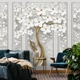 Фотообои 3D флизелиновые 254 x 184 см Золотое дерево с белыми цветами и колоннами (13933V4)+клей - изображение 6