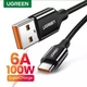 Кабель зарядний Ugreen Type-C 6A 100W Huawei Supercharge 1М Black Nylon, 50567 (US279) - зображення 2