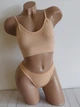 Комплект нижнего белья в рубчик топ бюстгальтер трусики Honey Fashion Accessories S/M бежевый (2-185) - изображение 3
