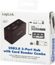 Hub USB LogiLink USB Micro-B to 3 x USB-A 3.2, SD/MicroSD/CF/M2/Memory Stick Black (4052792048698) - obraz 3