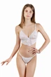 Комплект женский кружевной бюстгальтер с мягкой чашкой и стринги Felisiya Lingerie Белый 2001+221-001в599 S - изображение 4