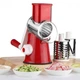 Овочерізка мультислайсер Tabletop Drum Grater Kitchen Master Терка для овочів та фруктів 3 насадки. Колір: червоний - зображення 8