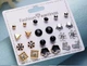 Бижутерные серьги 2057 набор 12 пар золотые гвоздики Fashion earrings gold - изображение 1