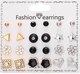 Бижутерные серьги 2057 набор 12 пар золотые гвоздики Fashion earrings gold - изображение 2