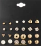 Бижутерные серьги 2048 набор 12 пар золотые гвоздики Fashion Jewelry gold - изображение 2