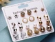 Бижутерные серьги 2058 набор 12 пар золотые гвоздики Fashion earrings gold - изображение 1