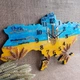Часы 50х32 см настенные из эпоксидной смолы ручной работы "Карта Украины" с колосками и гербом (ЧЕС00000053) - изображение 1