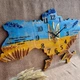 Часы 50х32 см настенные из эпоксидной смолы ручной работы "Карта Украины" с колосками и гербом (ЧЕС00000053) - изображение 3