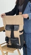 Жіночий рюкзак ролтоп для ноутбука Rolltop для подорожей бежевого кольору з екошкіри - зображення 4