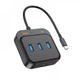 Розгалужувач хаб перехідник для ноутбука комп'ютера HOCO HBЗ5 HUB adapter TYPE-C to USB3.0+RJ45 Чорний - зображення 5