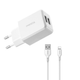 Адаптер Remax сетевой PRODA Lightning cable Linshi Pro PD-A22 2USB 2.1A. белый с кабелем - изображение 1