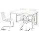 Стіл+4 стільці IKEA STRANDTORP / TOBIAS, білий, прозорий, 150, 205, 260х95 см, 393.886.70 - изображение 1