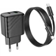Зарядне мережеве Hoco CS23A 1USB/1USB-C PD/QC 30W швидка зарядка для телефону/смартфону/пристроїв + кабель Type-C - Type-C Чорний - зображення 3