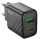 Зарядне мережеве Hoco CS23A 1USB/1USB-C PD/QC 30W швидка зарядка для телефону/смартфону/пристроїв Чорний - зображення 3