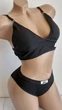 Комплект нижнего белья в рубчик бюстгальтер топ и трусики New Style One Size S/М черный (2-225) - изображение 2