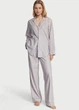 Пижама Victoria's Secret Flannel Long Pajama Set фланелевая (Рубашка+штаны) M розовая в полоску - изображение 1