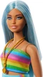 Лялька Барбі Модниця у райдужному топі з довгим блакитним волоссям Barbie Fashionistas 65th Anniversary Rainbow Top 218 (HRH16) - зображення 3