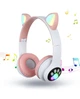 Наушники беспроводные Cat Ear VZV-23M Bluetooth с RGB подсветкой и кошачьими ушками Розовые - изображение 4