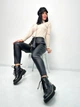Демисезонные женские брюки из экокожи (тонкие) Fashion 48 черные - изображение 3