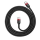 Кабель USB Baseus Cafule Type-C 3A 1m, Black+Red (CATKLF-G91) - изображение 3