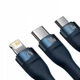 Кабель Baseus CASS030003 Flash Series II Fast Charging Data Cable USB Micro/Lightning/Type-C 5A 100Вт 1.2м Синій - зображення 3