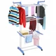 Вертикальная бельевая сушилка для одежды Tiers Garment Rack With Wheels Универсальная напольная складная сушка для белья Так удобно Бело-Синяя - изображение 7