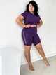 Спортивний жіночий костюм XCVI Plus Size для фітнесу та йоги +SIZE БАТАЛ (кроп-топ футболка + подовжені шорти) 3XL Фіолетовий (1657_3XL) - зображення 3