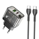 СЗУ Hoco N34 Dazzling dual-port PD20W+QC3.0 charger set(Type-C to Type-C)(EU) Transparent Black - изображение 1