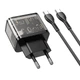 СЗУ Hoco N34 Dazzling dual-port PD20W+QC3.0 charger set(Type-C to Type-C)(EU) Transparent Black - изображение 3