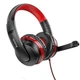 Накладные игровые наушники HOCO W103 с микрофоном (проводные) черные с красными вставками - изображение 3