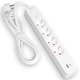 Сетевой удлинитель 3 м 4 гнезда с USB (QC3.0) и USB-C (PD18W) заземлением и кнопкой VIDEX VF-PD43G1QC1PD-W - изображение 1