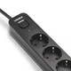 Мережевий подовжувач 3 м 3 гнізда з 2USB + USB-C заземленням і кнопкою VIDEX VF-PD33G2U1C-B - зображення 4