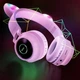 Беспроводные наушники с подсветкой Hoco W27 Cat Ear LED BT5.0 ушки розовый - изображение 6