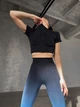 Спортивные женские лосины Ombre с Push Up для фитнеса и йоги Бесшовные Двухцветные XS-S Черно-синие (XV07XS-S) - изображение 8