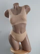 Комплект нижнего белья в рубчик топ бюстгальтер трусики Honey Fashion Accessories One Size M/L бежевый (2-166) - изображение 2