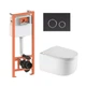 Подвесной унитаз Taurus Ultra Quiet 485×360×350 + комплект инсталляции Nest 4 в 1 (круглая клавиша Matt Black) - изображение 1