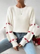 Женский свитер с сердечками Акрил/Шерсть Oversize 42/46 Молочный - изображение 1