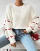Женский свитер с сердечками Акрил/Шерсть Oversize 42/46 Молочный - изображение 2