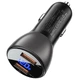 Автомобильное зарядное устройство Acefast B7 metal car charger 45W (USB-A + USB-A) with digital display Transparent Black - изображение 2