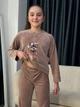 Дитяча велюрова тепла піжама для дівчинки AVRORA АО1712748 122-128 см Світлий мокко (ROZ6501041963) - зображення 3