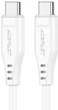 Кабель Acefast C3-03 Type-C to Type-C 3A 60W 1.2 м TPE TPE connectors White (AFC3-03W) - зображення 1