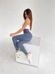 Спортивные женские лосины EASY с эффектом Push Up для фитнеса и йоги Бесшовные Однотонные L Темно-cиние пастель (XA03LL) - изображение 6