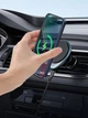 Автомобильный держатель (автодержатель) для телефона с беспроводной зарядкой магнитный на воздуховод с подсветкой Usams 15W AirVent - изображение 5