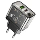 Сетевое зарядное устройство Hoco N34 Dazzling dual-port PD20W+QC3.0 charger (EU) Transparent Black - изображение 1