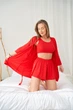 Пижама женская тройка халат топ шорты Merlin Collection L-XL красный - изображение 1