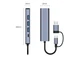 Док-станция Deepfox-2208TU 5 в 2 USB Type-C/Type-A концентратор 5 портов Сетевая карта RJ45 Ethernet LAN адаптер 1000 Мбит/с - изображение 12
