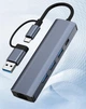 Док-станция Deepfox-2208TU 5 в 2 USB Type-C/Type-A концентратор 5 портов Сетевая карта RJ45 Ethernet LAN адаптер 1000 Мбит/с - изображение 14